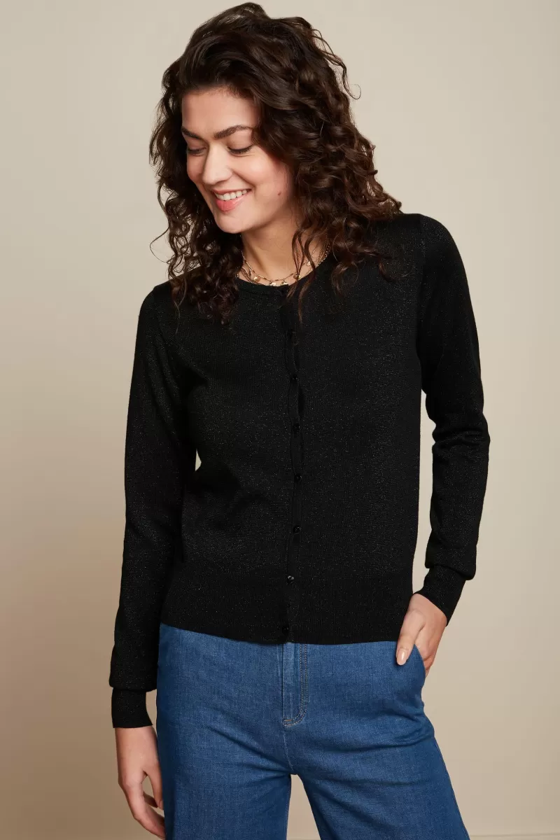 Women King Louie Cardigans>Cardi Roundneck Organic Lapis