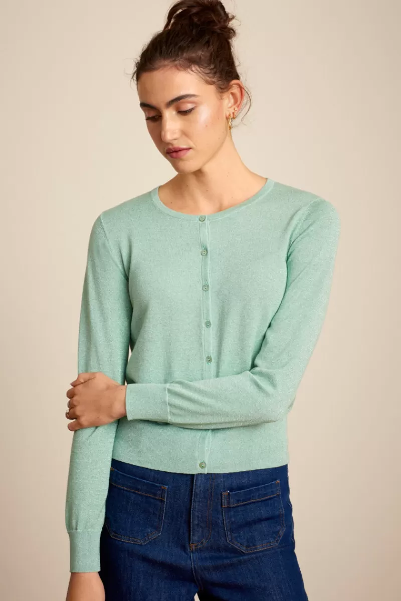 Women King Louie Cardigans>Cardi Roundneck Organic Lapis