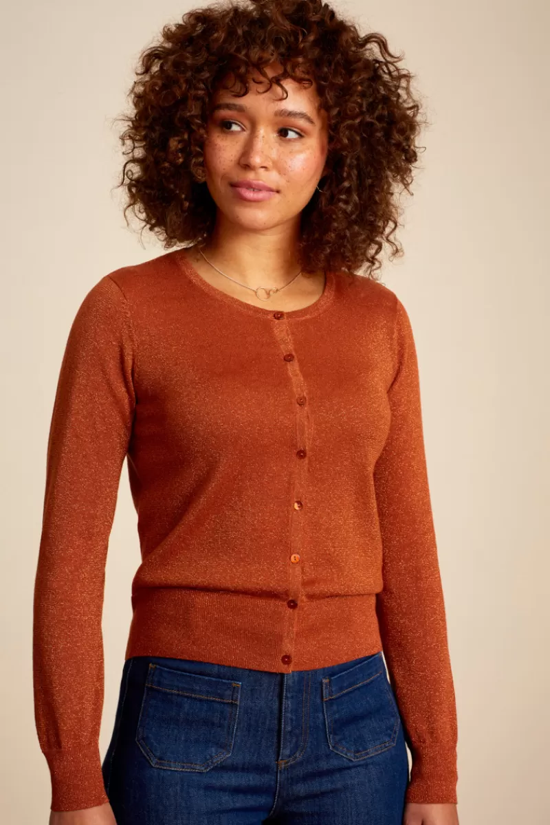 Women King Louie Cardigans>Cardi Roundneck Organic Lapis