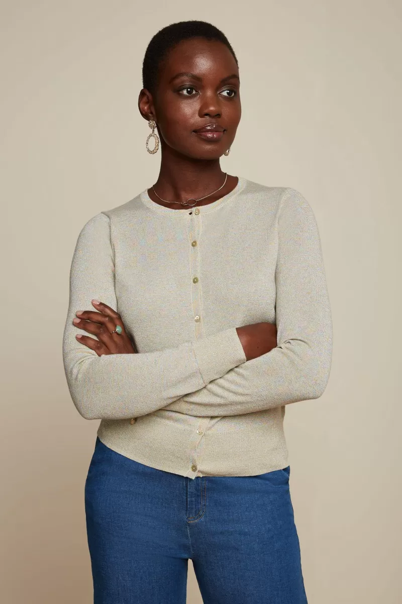 Women King Louie Cardigans>Cardi Roundneck Organic Lapis