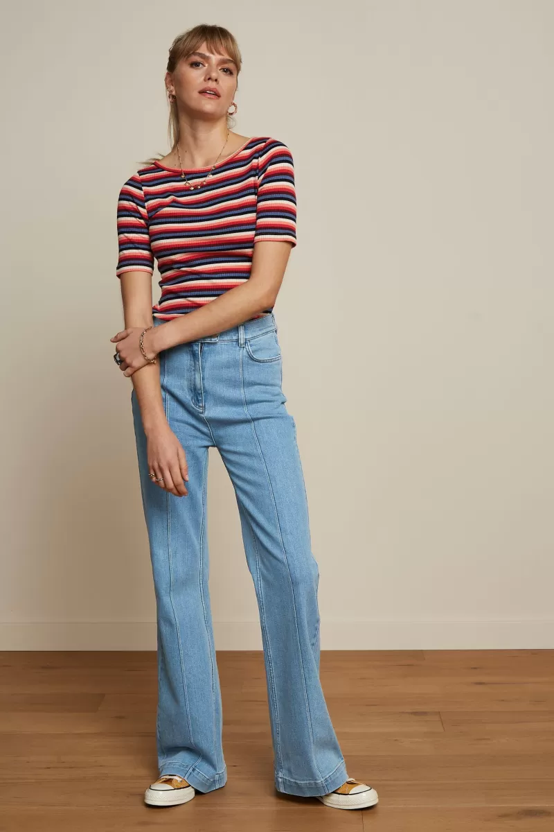 Women King Louie Trousers>Ella Pintuck Pants Strata Denim