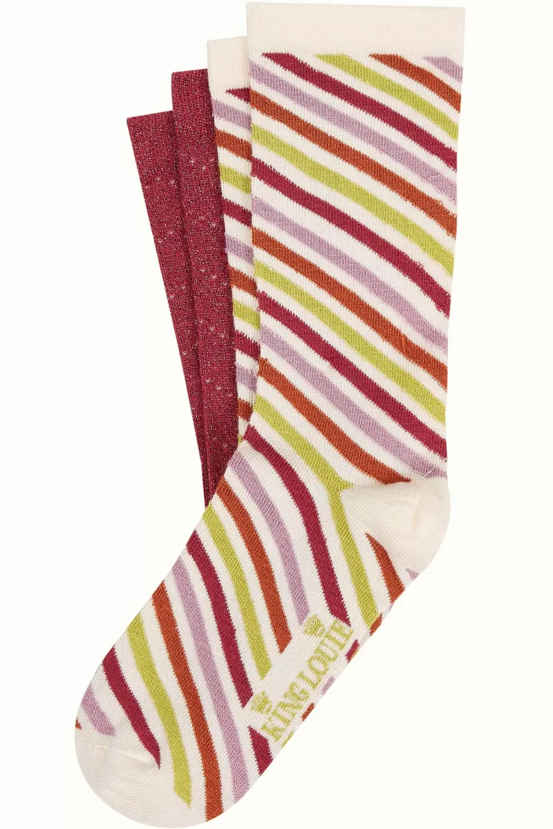 Women King Louie Vintage Accessories>Socks 2-Pack Cassava Stripe