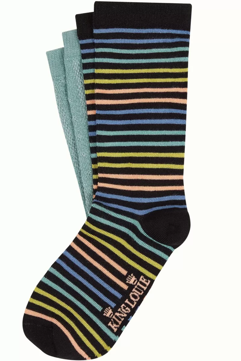 Women King Louie Vintage Accessories>Socks 2-Pack Mariani Stripe