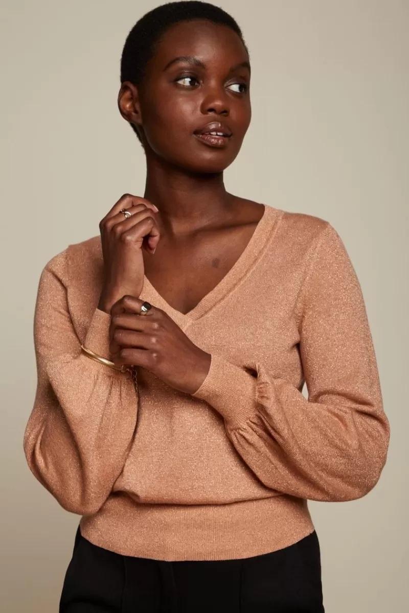 Women King Louie Sweaters>V Neck Bell Sleeve Top Lapis