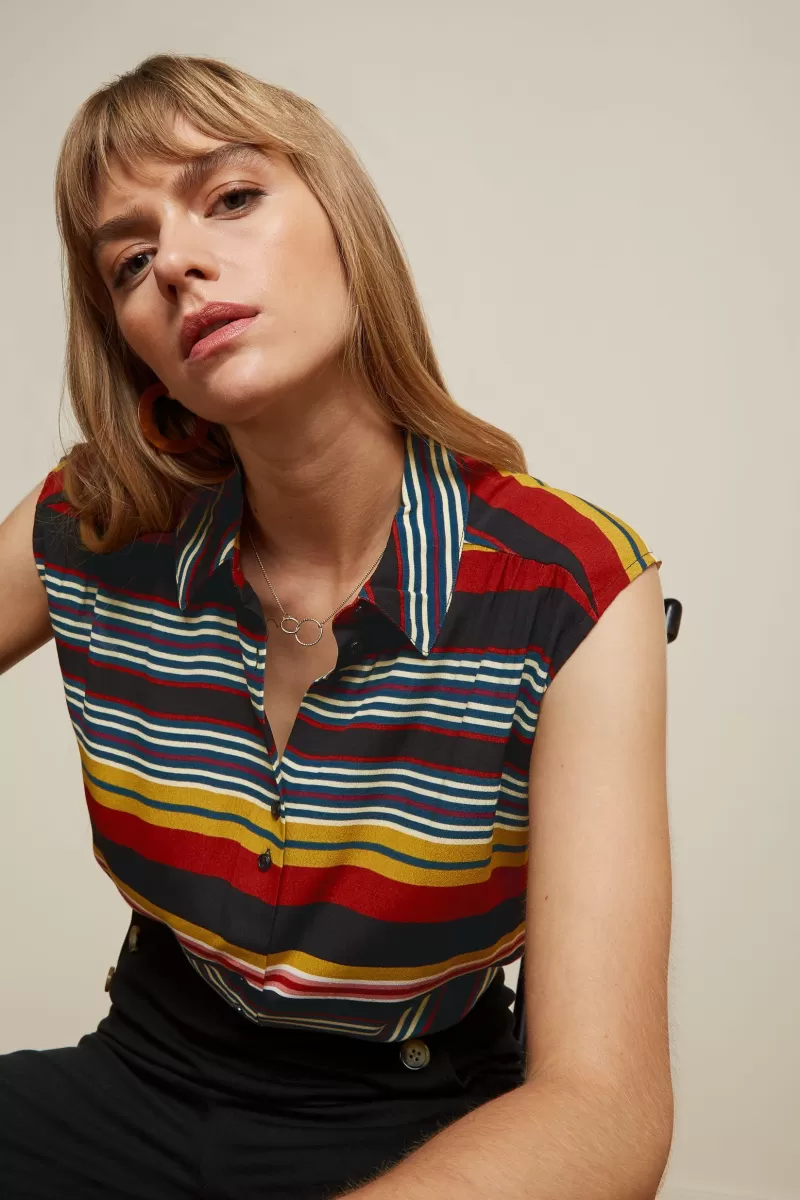 Women King Louie Blouses>Viv Blouse Maxim Stripe